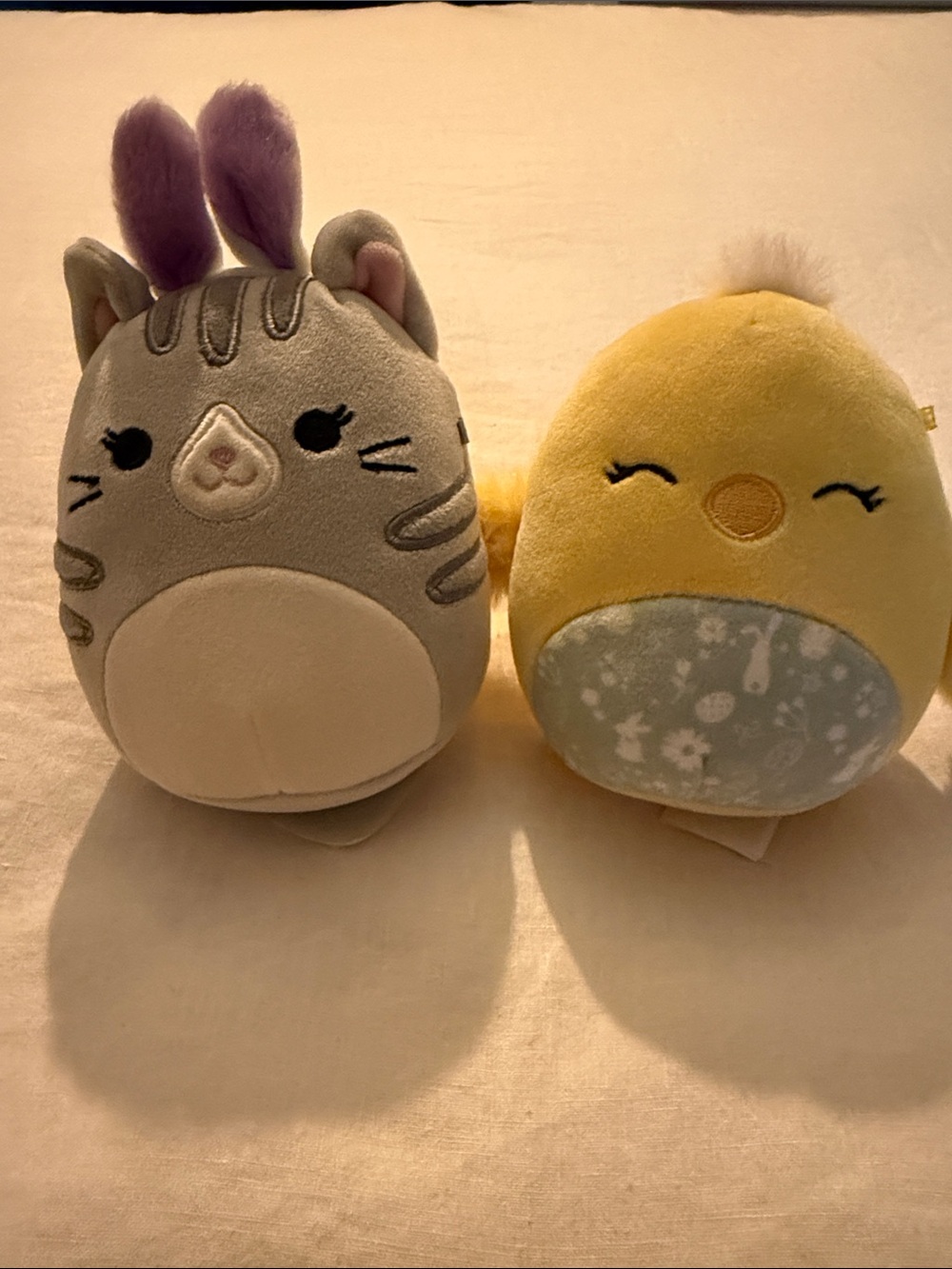Squishmallows Gray Cat and Yellow Chick Plush Duo